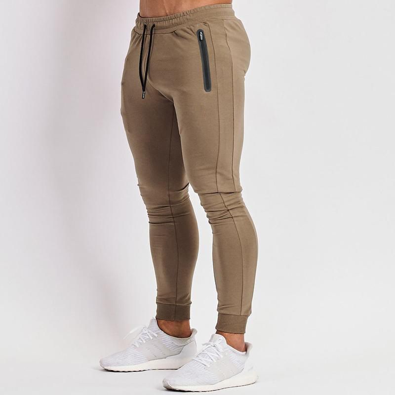 Custom Men Athletic Sweatpants Tight Joggers With Zipper Pocket