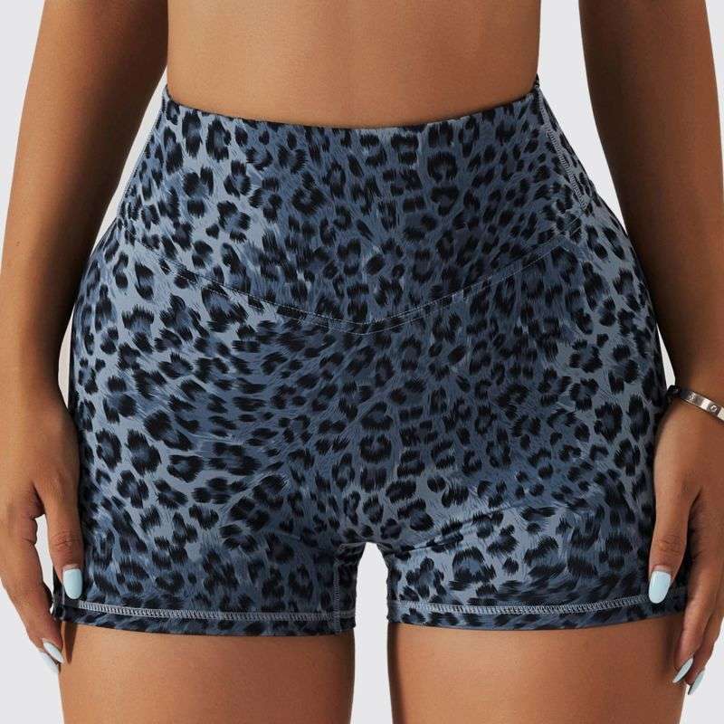Leopard Print Yoga Shorts Naked Feeling Quick Dry For Running