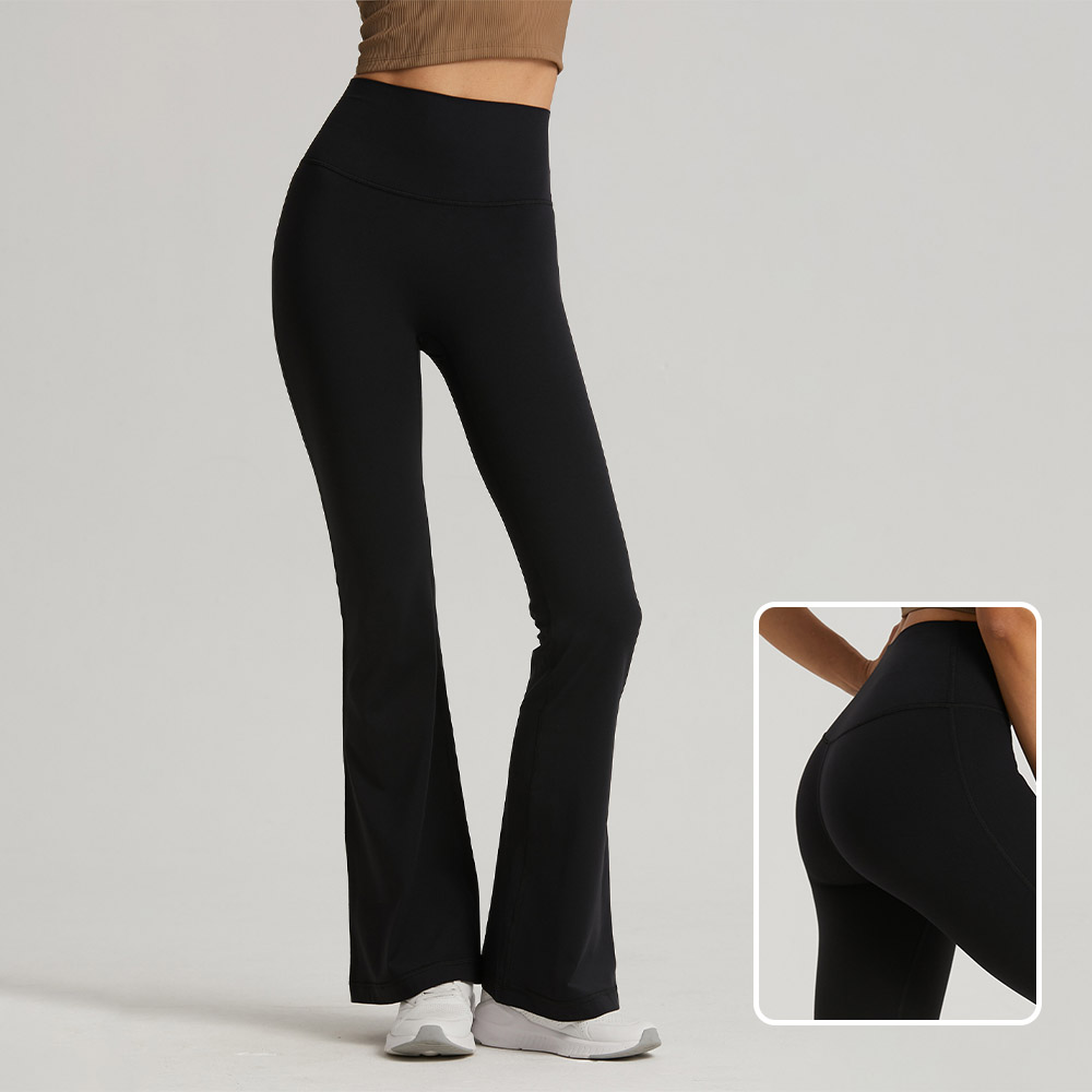 Lycra Naked Sensation One Size Fits All Yoga Flare Pants for Women High-Waisted Bootcut Yoga Leggings for Sculpting and Fitness
