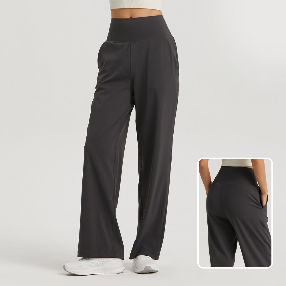 Naked Sensation High-Waisted Yoga Wide Leg Pants for Women Elevate Petite Figures with a Flowy Silhouette and Breathable Comfort
