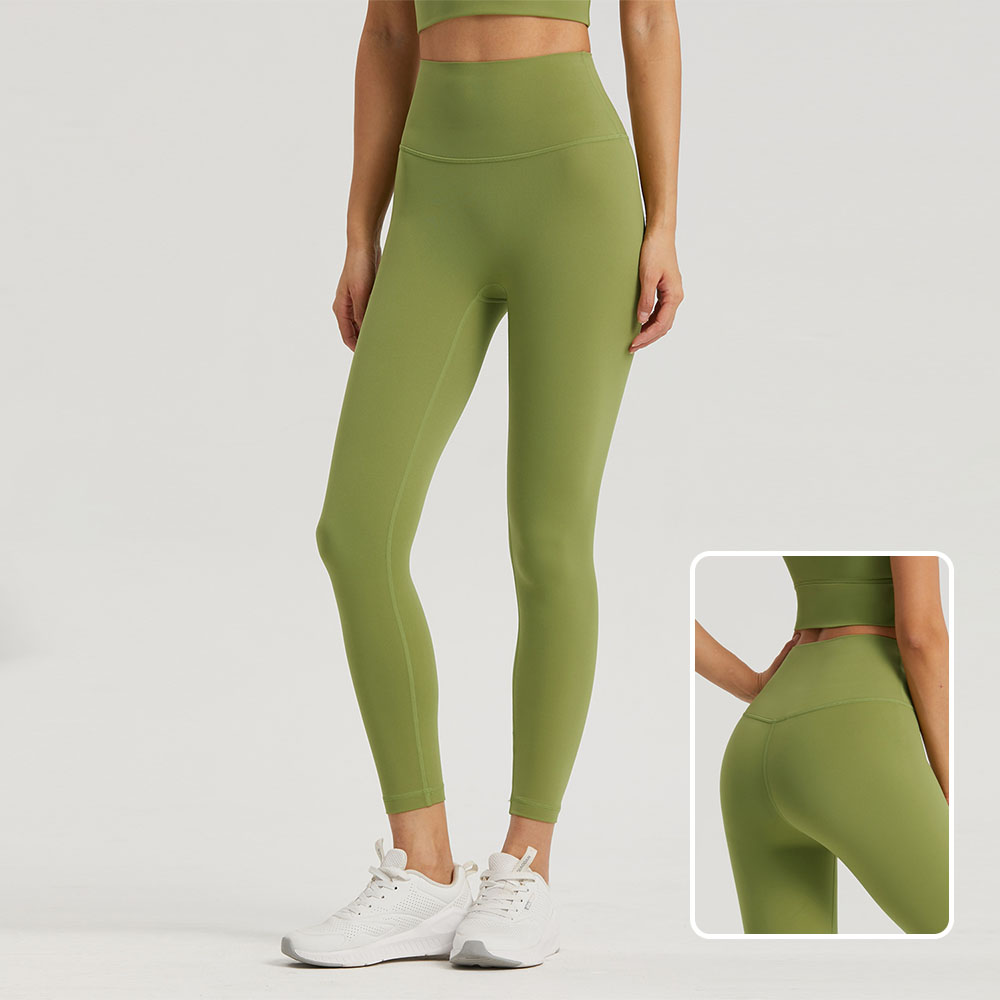 Bare Sensation Anti-Roll Edge Yoga Leggings for Women Lycra Pocket Peach High-Waisted Nine-Quarter Base Fitness Pants