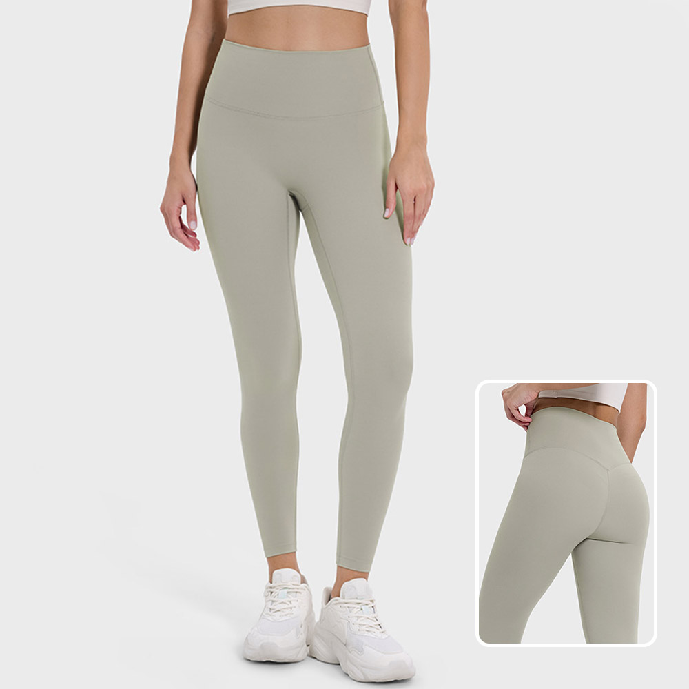 Dual-Sided Brushed Naked Sensation Yoga Leggings for Women High-Waisted Butt Lifting Elastic Fitness Nine-Quarter Pants with No Embarrassing Lines