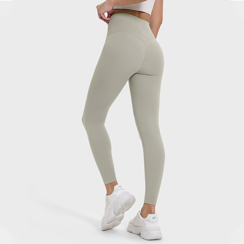 Dual-Sided Brushed Naked Sensation Yoga Leggings for Women High-Waisted Butt Lifting Elastic Fitness Nine-Quarter Pants with No Embarrassing Lines