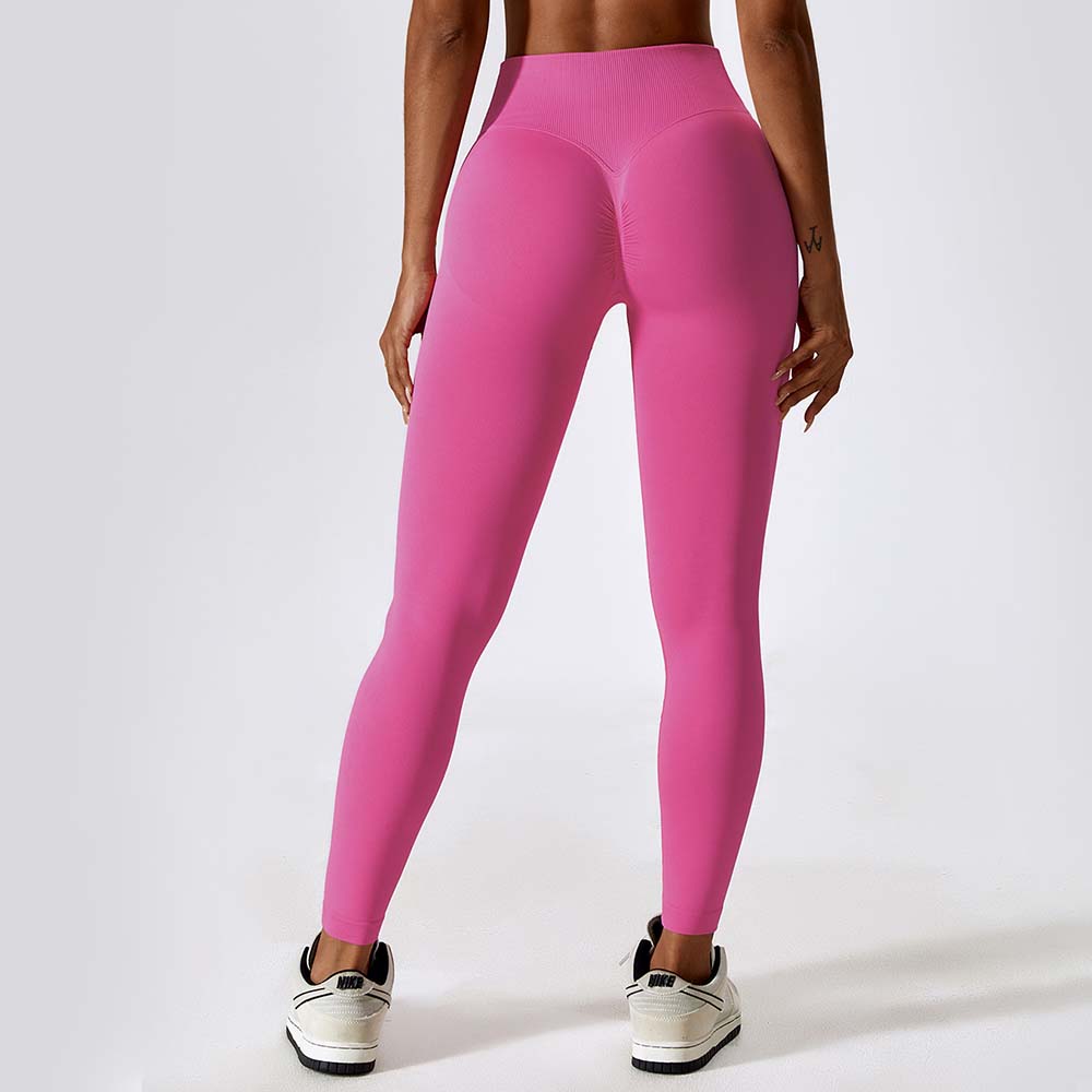 Peach Lift Seamless Yoga Leggings with Cross High Waist Compression Running Fitness Long Pants for Women
