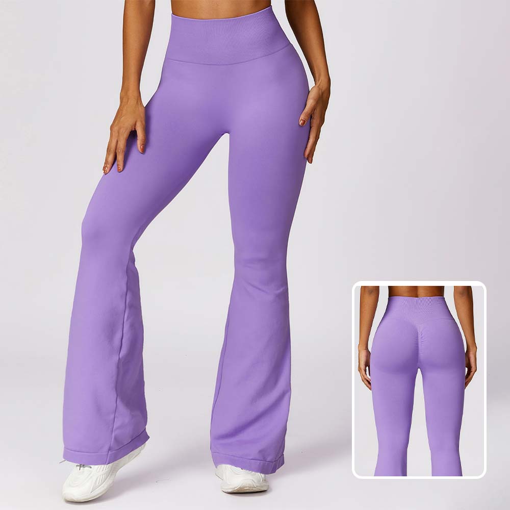 Wide-Leg Seamless Butt-Lifting Yoga Flare Pants with High Waist Tummy Control Leisure Sports Pants