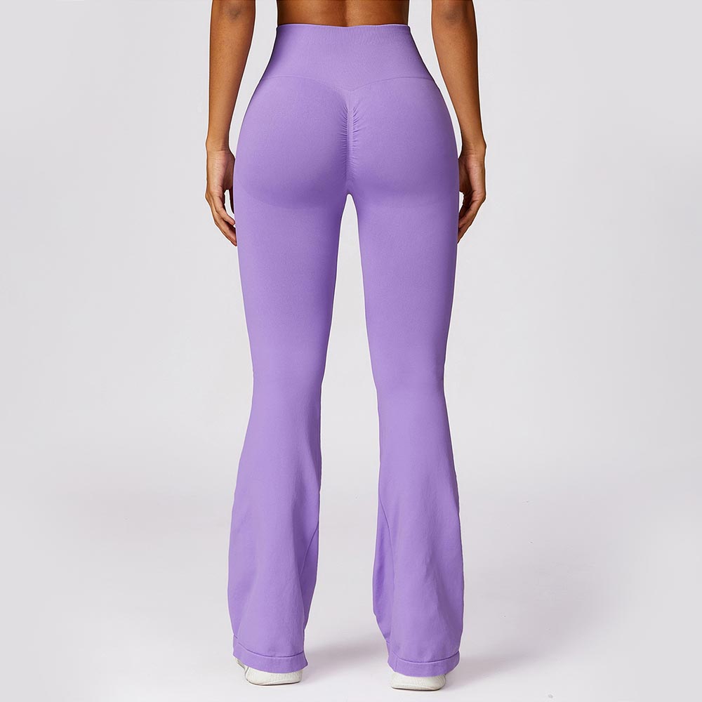 Wide-Leg Seamless Butt-Lifting Yoga Flare Pants with High Waist Tummy Control Leisure Sports Pants