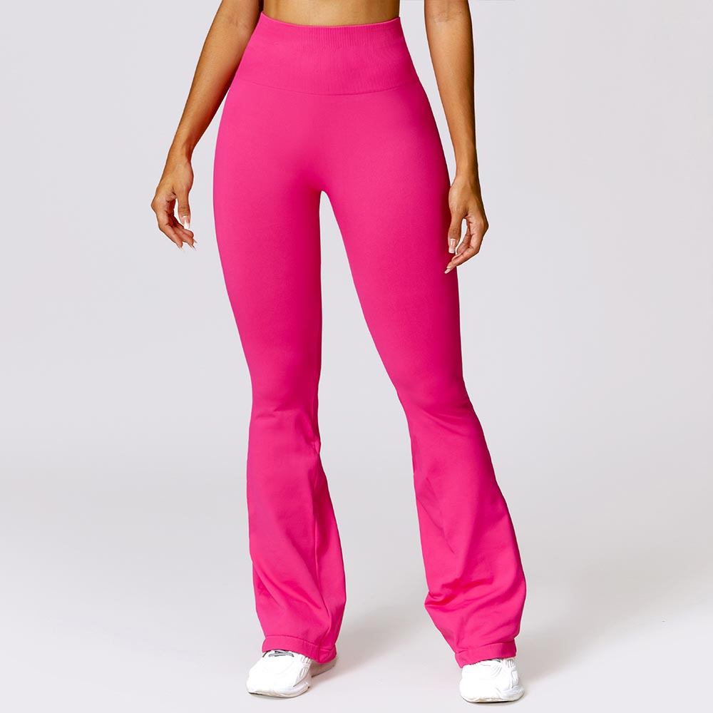 Wide-Leg Seamless Butt-Lifting Yoga Flare Pants with High Waist Tummy Control Leisure Sports Pants