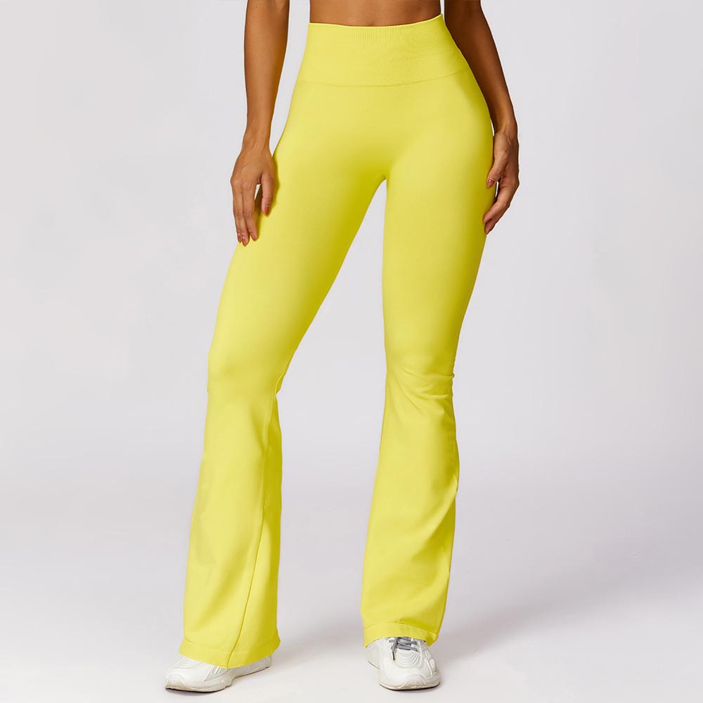 Wide-Leg Seamless Butt-Lifting Yoga Flare Pants with High Waist Tummy Control Leisure Sports Pants