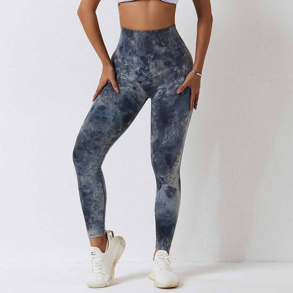 Tie-Dye Seamless High-Waisted Yoga Pants for Women Compression Running Workout Leggings Quick-Dry Peach Lift Fitness Tights