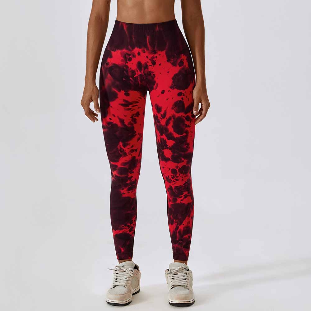 Tie-Dye Seamless High-Waisted Yoga Pants with Peach Lift Compression Running Fitness Leggings