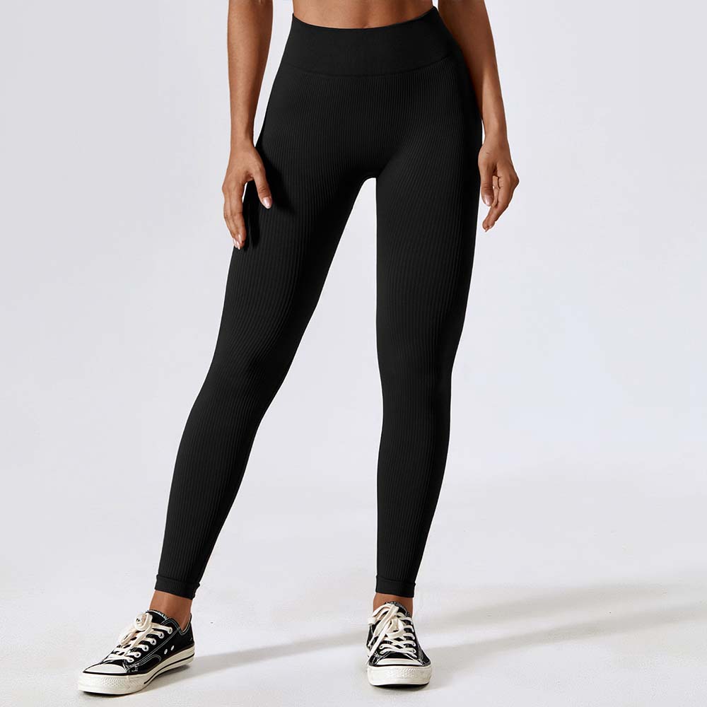 Ribbed Butt-Lifting Seamless Yoga Pants for Women Quick-Dry Running Compression Leggings High-Waisted Fitness Tights