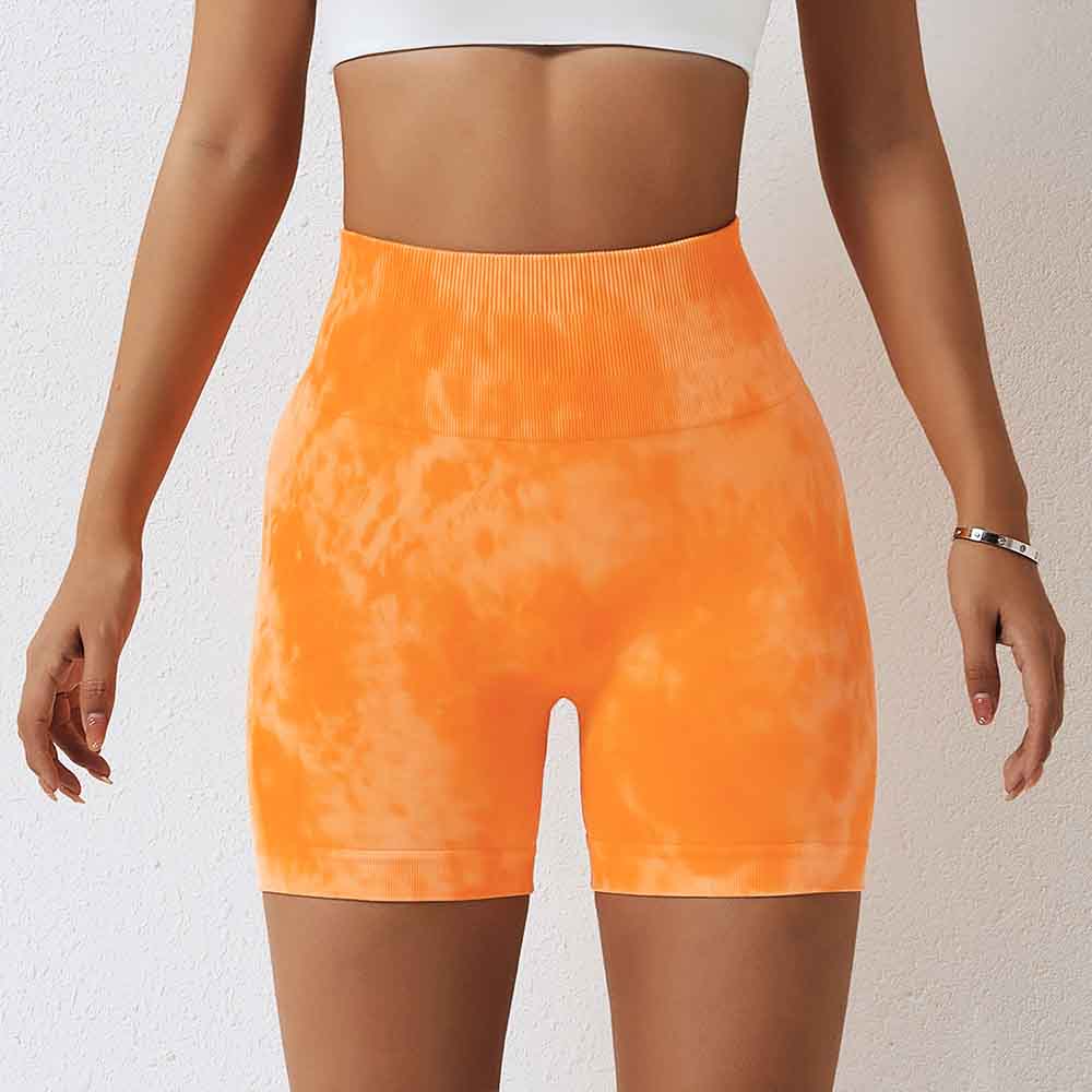 Tie-Dye Seamless Yoga Shorts for Women High-Waisted Butt-Lifting Compression Fitness Shorts