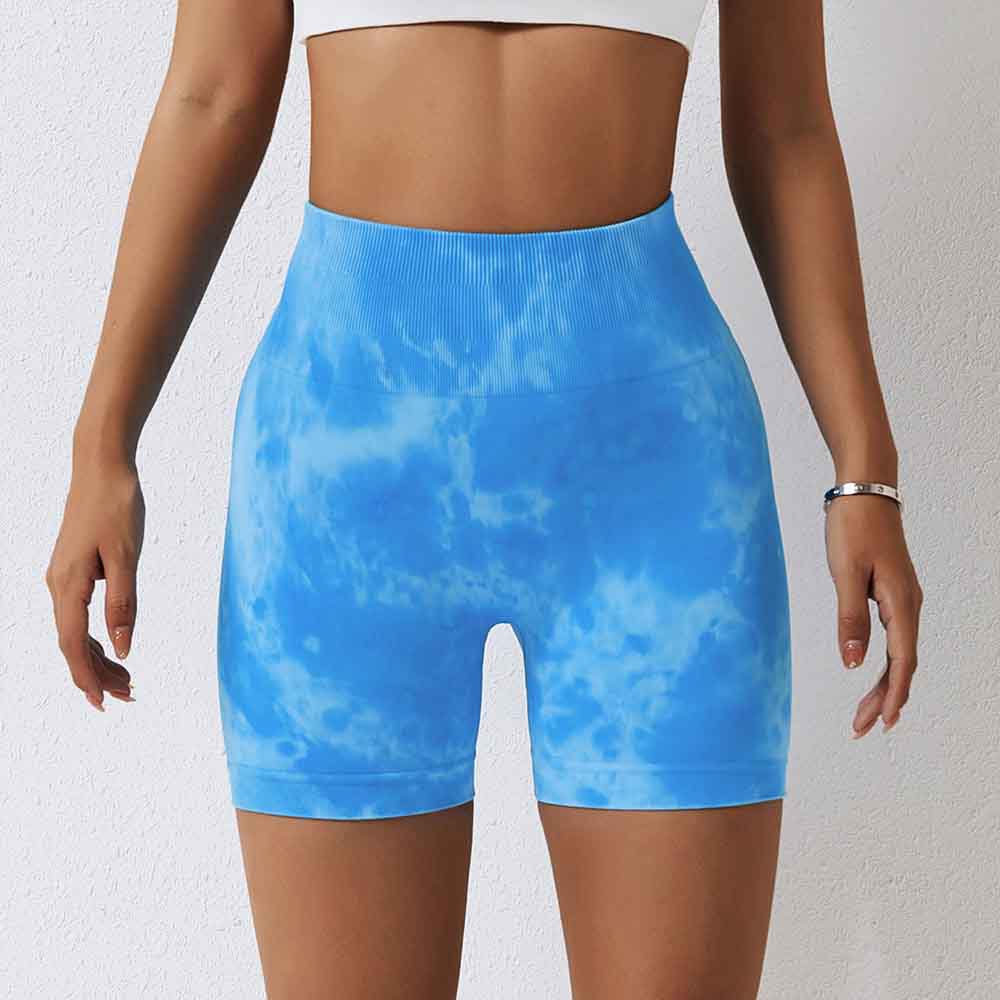 Tie-Dye Seamless Yoga Shorts for Women High-Waisted Butt-Lifting Compression Fitness Shorts