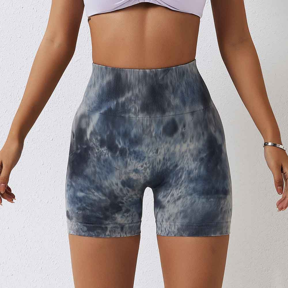 Tie-Dye Seamless Yoga Shorts for Women High-Waisted Butt-Lifting Compression Fitness Shorts