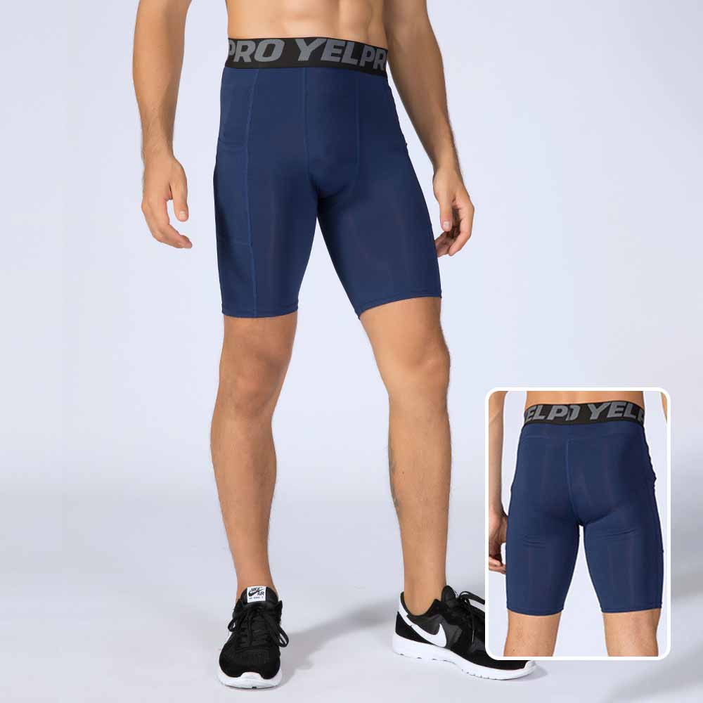 PRO Fitness Shorts with Pockets - Sweat-Wicking Quick-Drying Elastic Compression Shorts for Sports Running Training