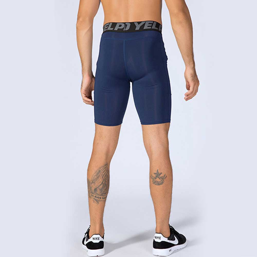 PRO Fitness Shorts with Pockets - Sweat-Wicking Quick-Drying Elastic Compression Shorts for Sports Running Training