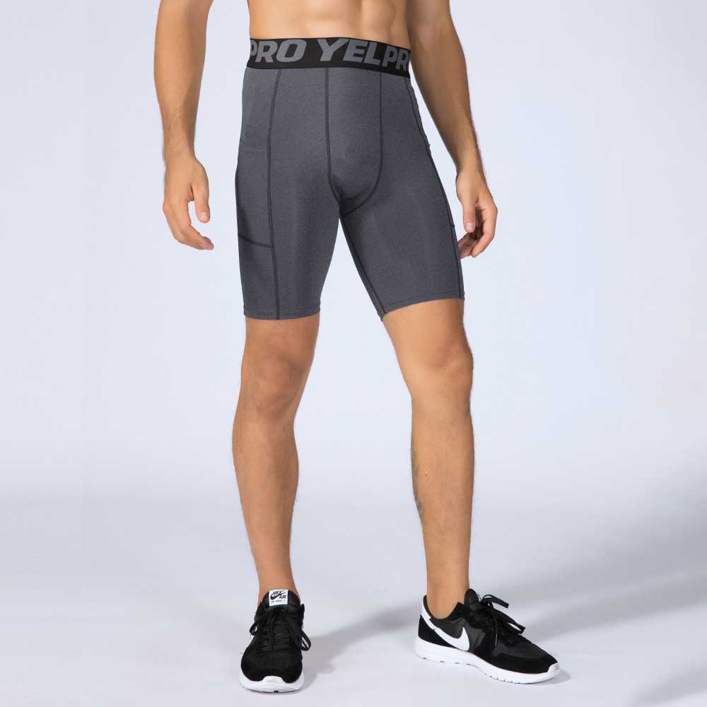 PRO Fitness Shorts with Pockets - Sweat-Wicking Quick-Drying Elastic Compression Shorts for Sports Running Training