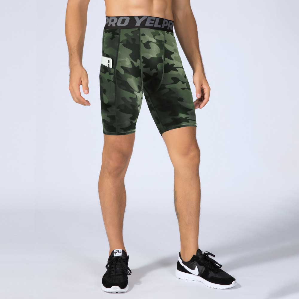 PRO Fitness Shorts with Pockets - Sweat-Wicking Quick-Drying Elastic Compression Shorts for Sports Running Training