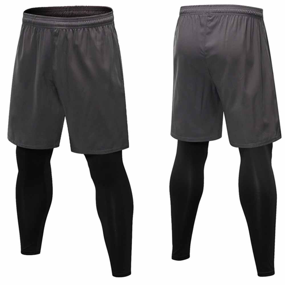 Men's Compression Leggings Mock Two-Piece - Fitness Running Training Casual Elastic Quick-Dry Pants