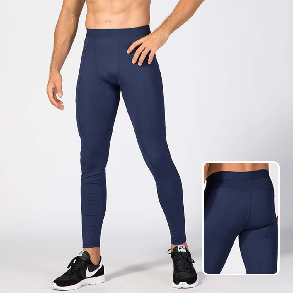 Men's Zippered Pocket Fitness Pants - PRO Running Training Sweat-Wicking Quick-Dry High-Elastic Compression Leggings