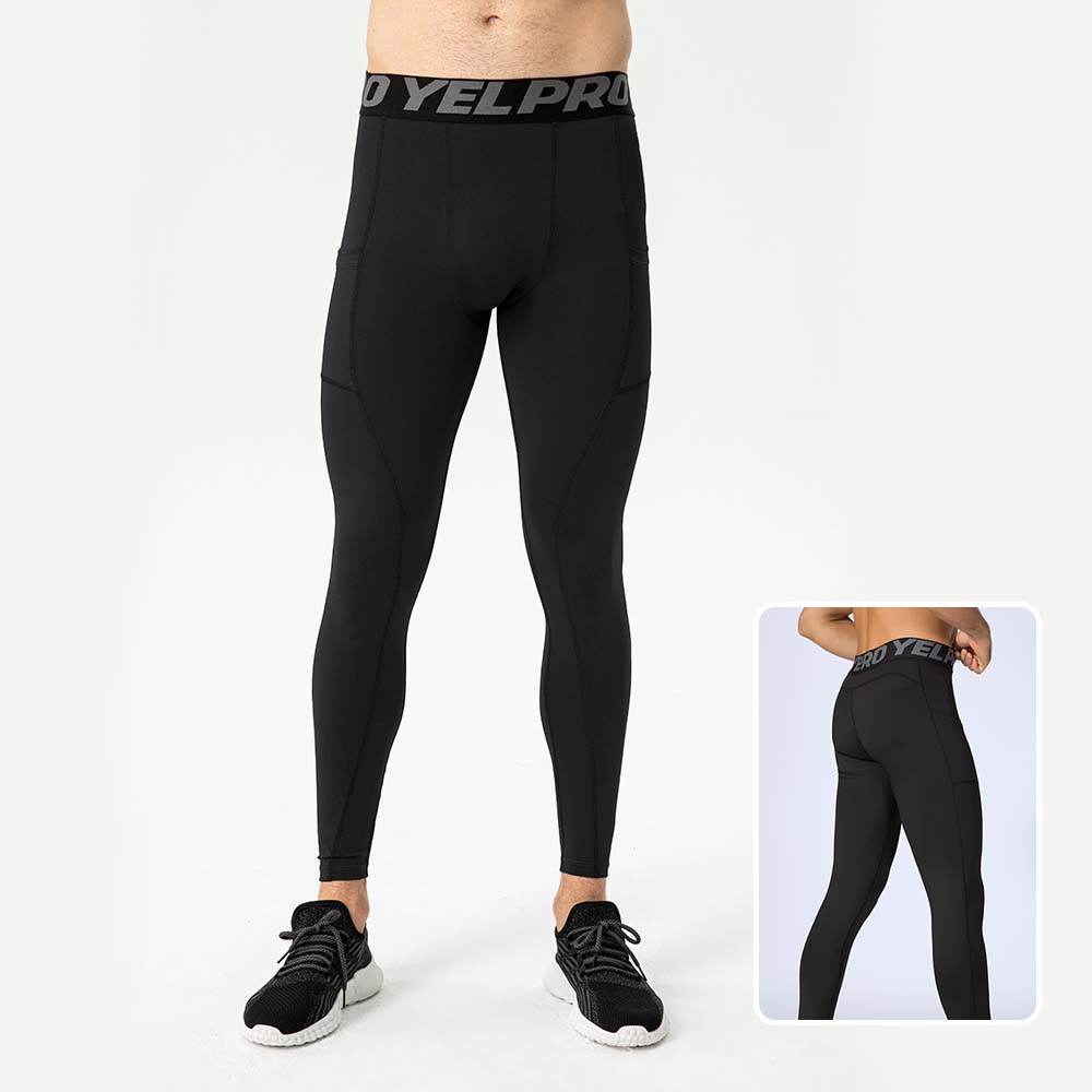 Men's Fitness Pants with Pockets - PRO Running Training Athletic Elastic Sweat-Wicking Quick-Dry Compression Leggings