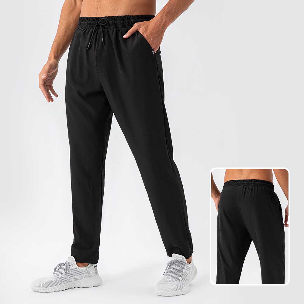 Men's Straight-Leg Loose Fit Sports Pants - Nylon Quick-Dry Breathable Running Fitness Training Pants