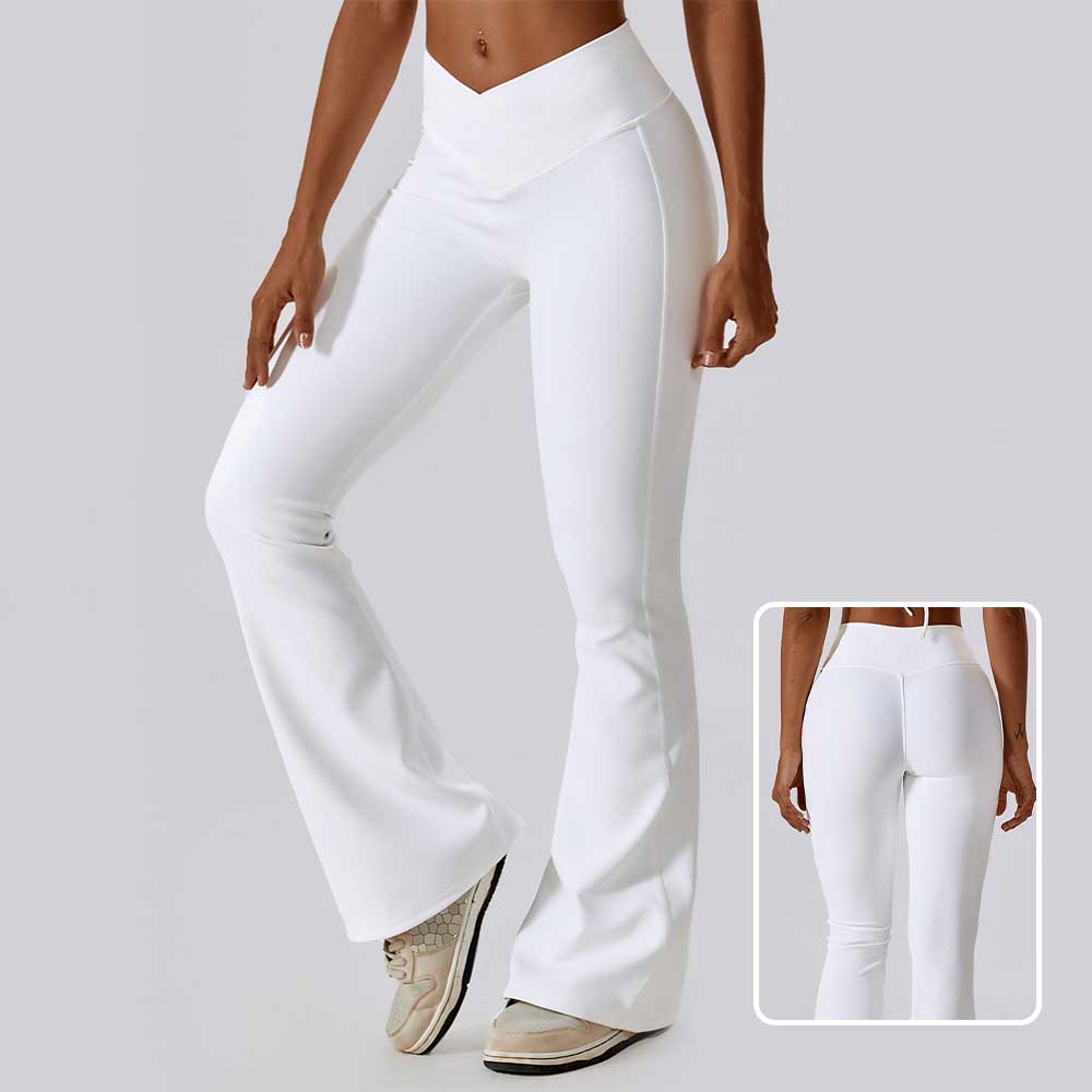 Women Cross-Waist Yoga Flare Pants - Butt-Lifting Dance and Sports Wide-Leg Pants