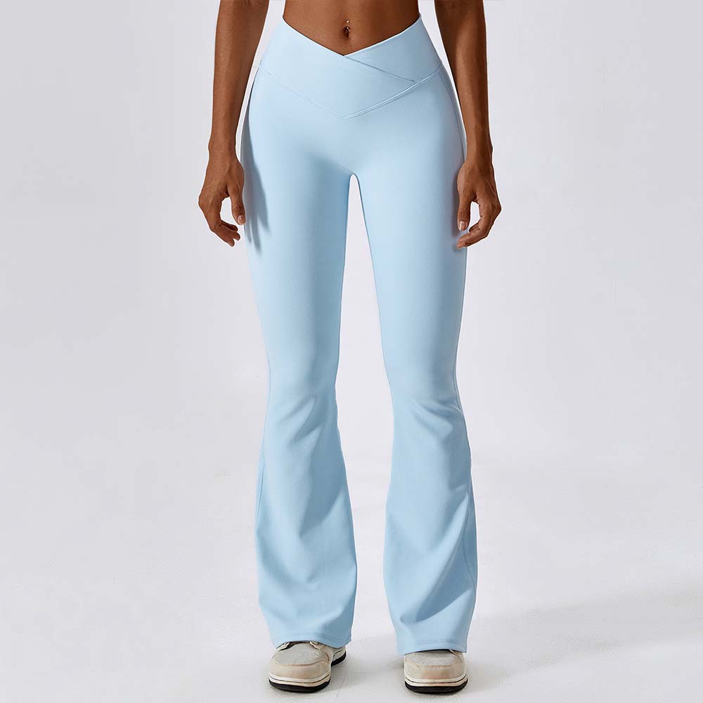 Women Cross-Waist Yoga Flare Pants - Butt-Lifting Dance and Sports Wide-Leg Pants