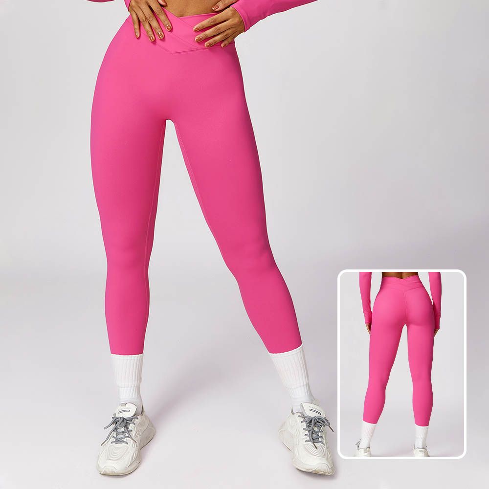 Quick-Dry Butt-Lifting Yoga Pants - Cross High Waist Tight Brushed Fitness Leggings