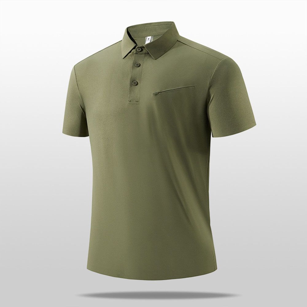 Men Business Polo Shirt - Stand Collar Zipper Golf Quick-Dry Top With Stylish Design For Running/Casual