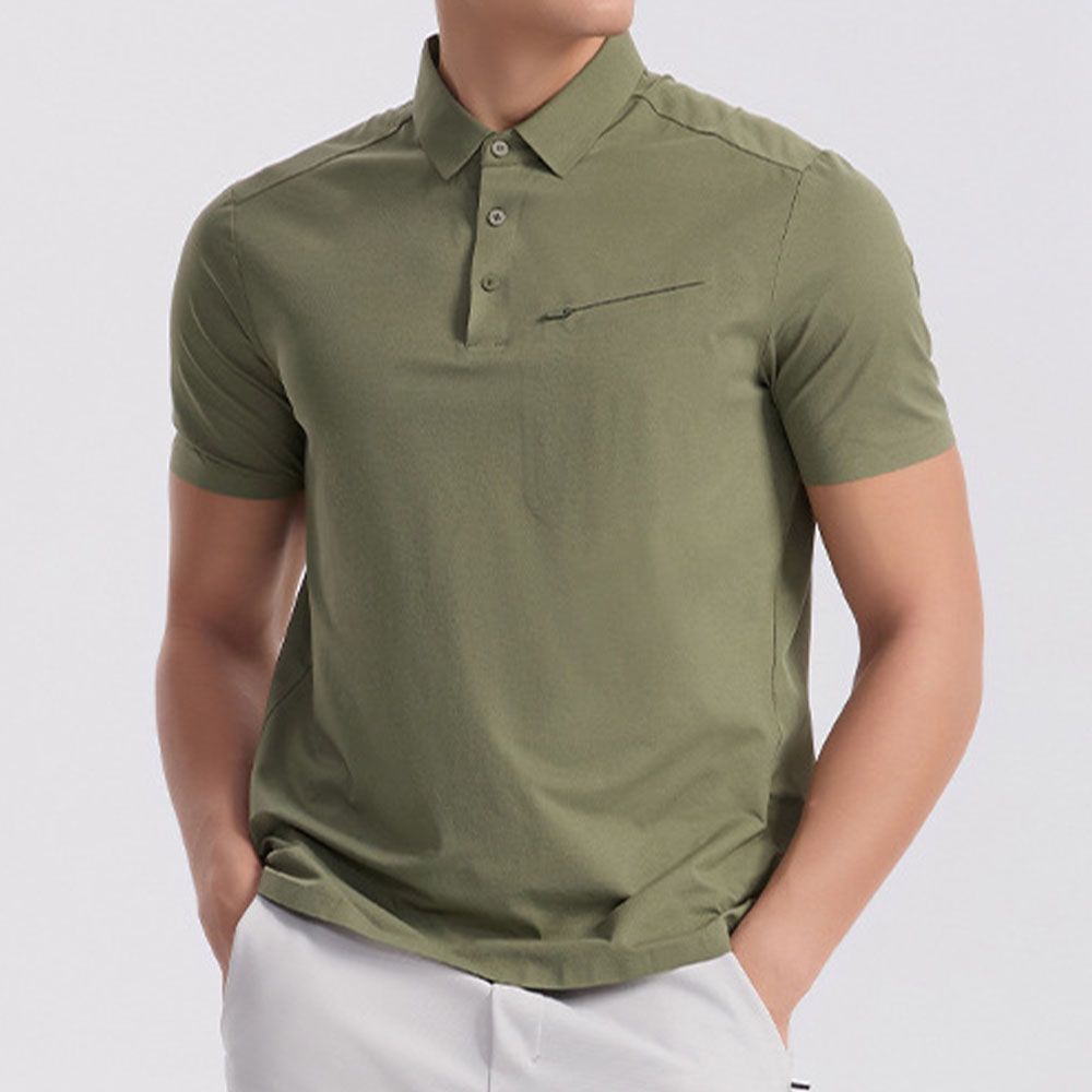Men Business Polo Shirt - Stand Collar Zipper Golf Quick-Dry Top With Stylish Design For Running/Casual
