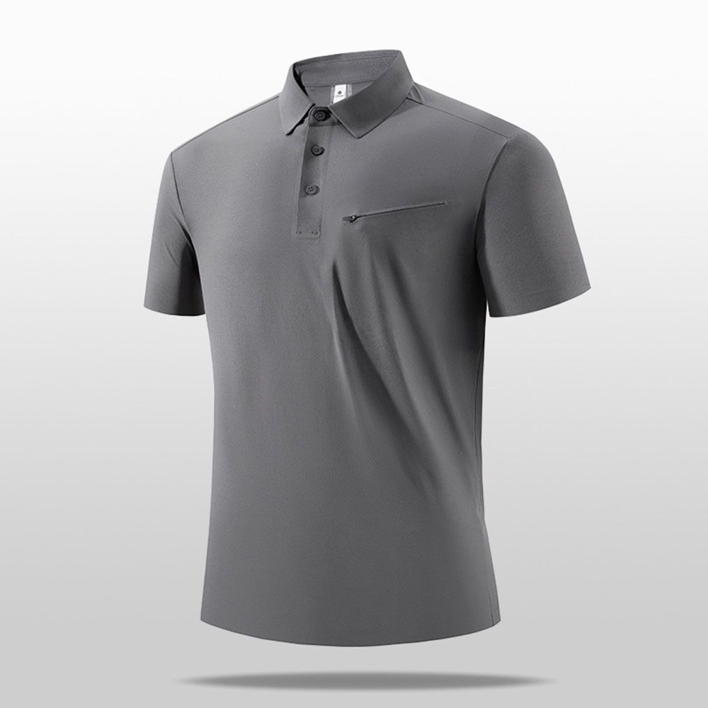 Men Business Polo Shirt - Stand Collar Zipper Golf Quick-Dry Top With Stylish Design For Running/Casual