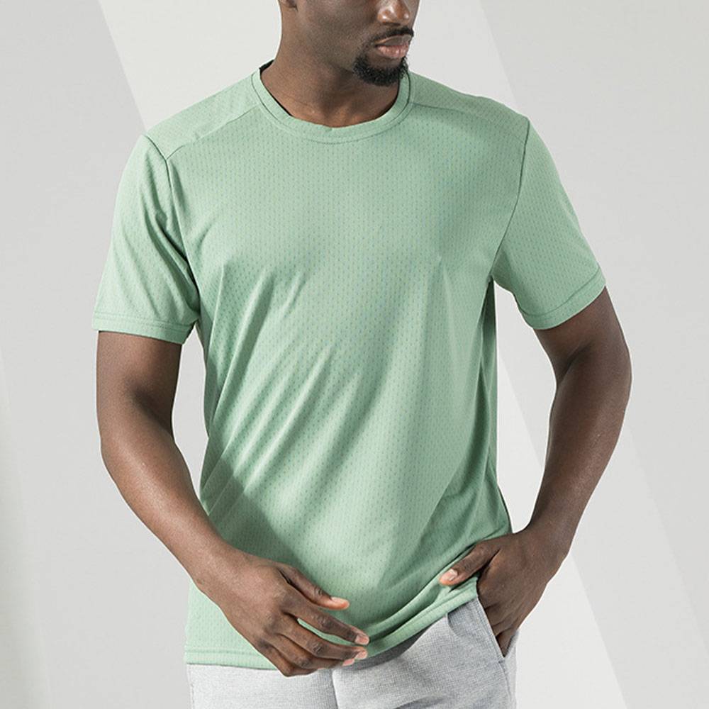Men Quick-Dry T-Shirt - Jacquard Mesh Breathable Top For Running/Workout/Casual Wear