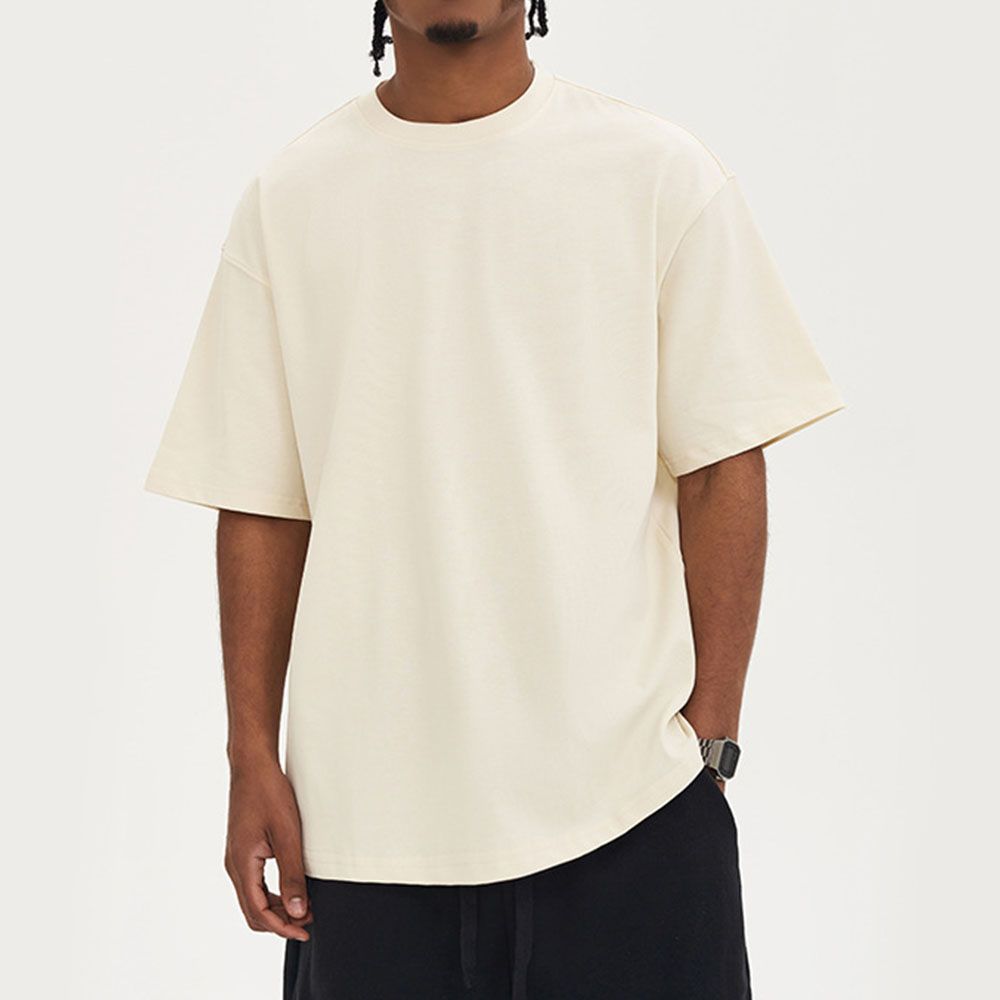 280Gsm Heavyweight Cotton Tee - Oversized Streetwear Basic Men Undershirt