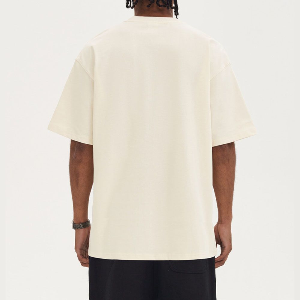 280Gsm Heavyweight Cotton Tee - Oversized Streetwear Basic Men Undershirt