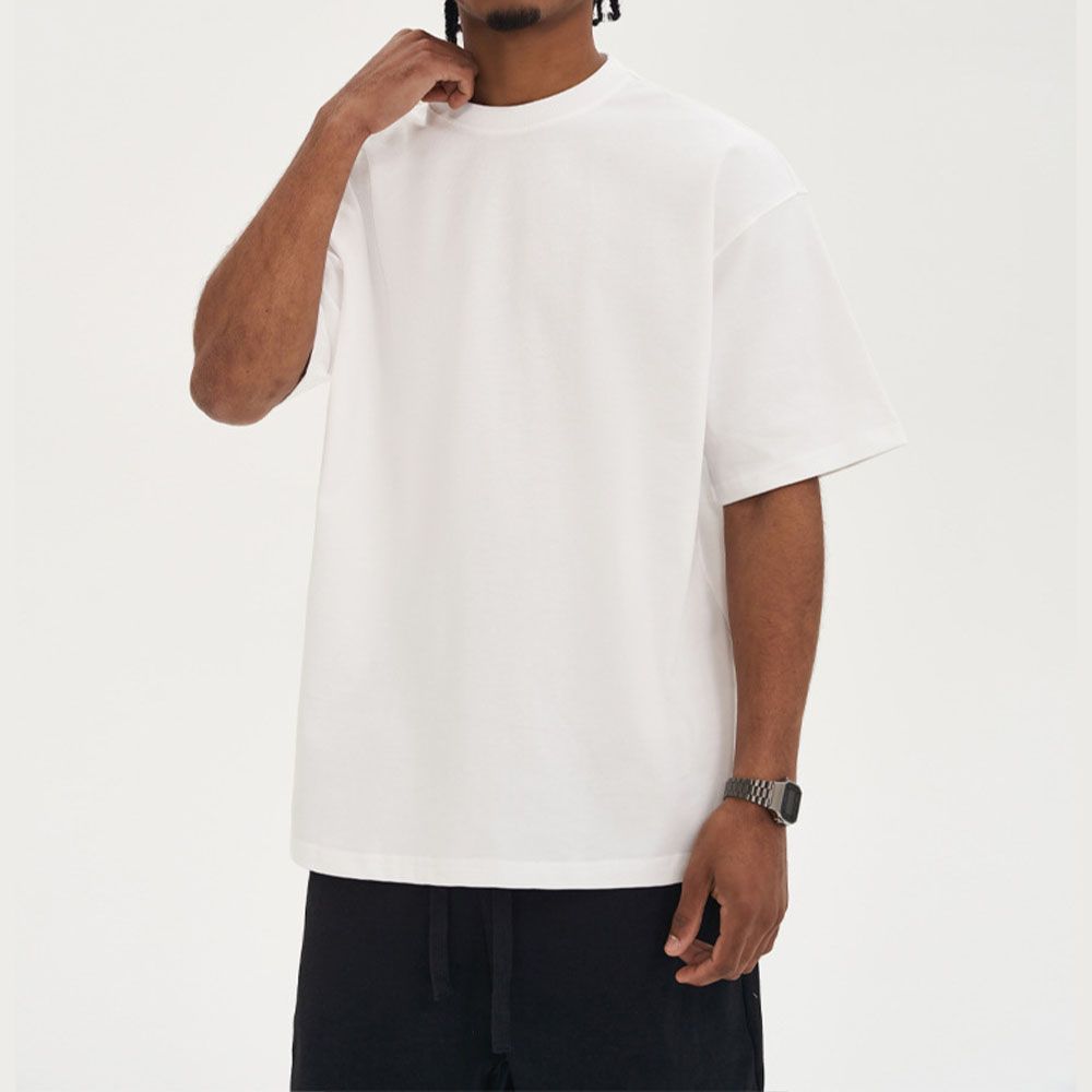 280Gsm Heavyweight Cotton Tee - Oversized Streetwear Basic Men Undershirt