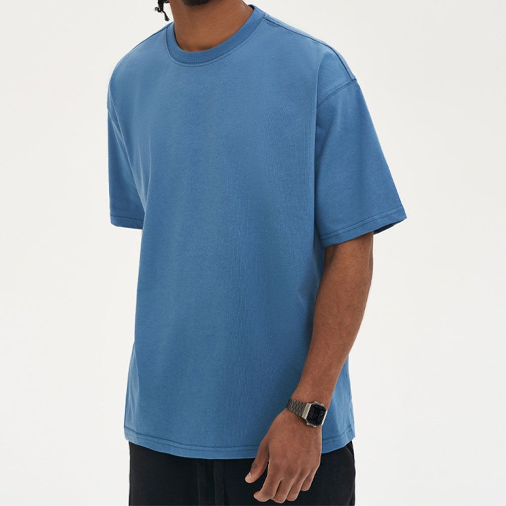 280Gsm Heavyweight Cotton Tee - Oversized Streetwear Basic Men Undershirt