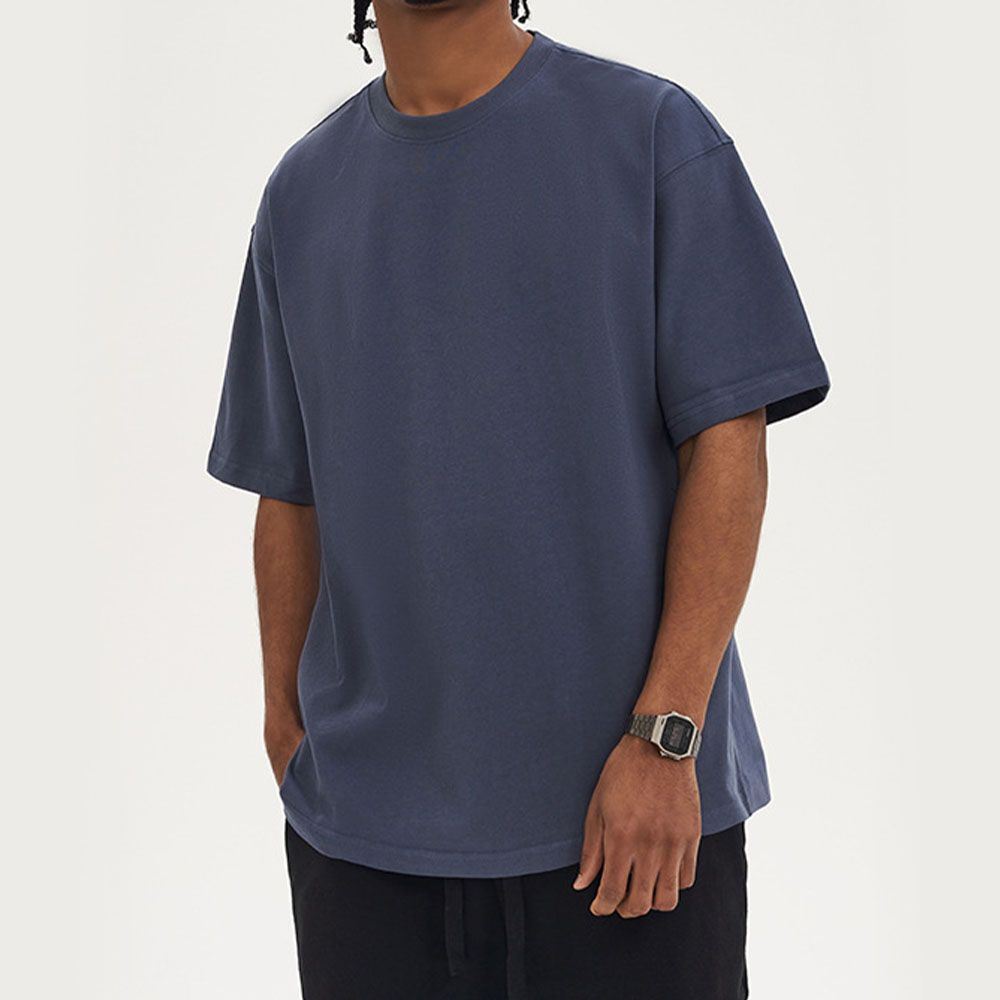 280Gsm Heavyweight Cotton Tee - Oversized Streetwear Basic Men Undershirt