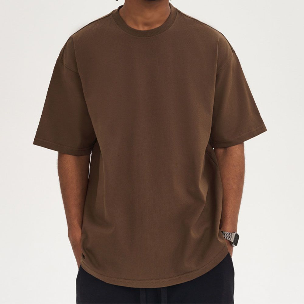 280Gsm Heavyweight Cotton Tee - Oversized Streetwear Basic Men Undershirt