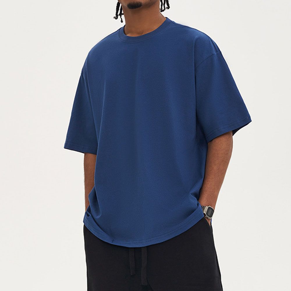 220Gsm Combed Cotton T-Shirt - Men Oversized Basic Top For Casual Streetwear