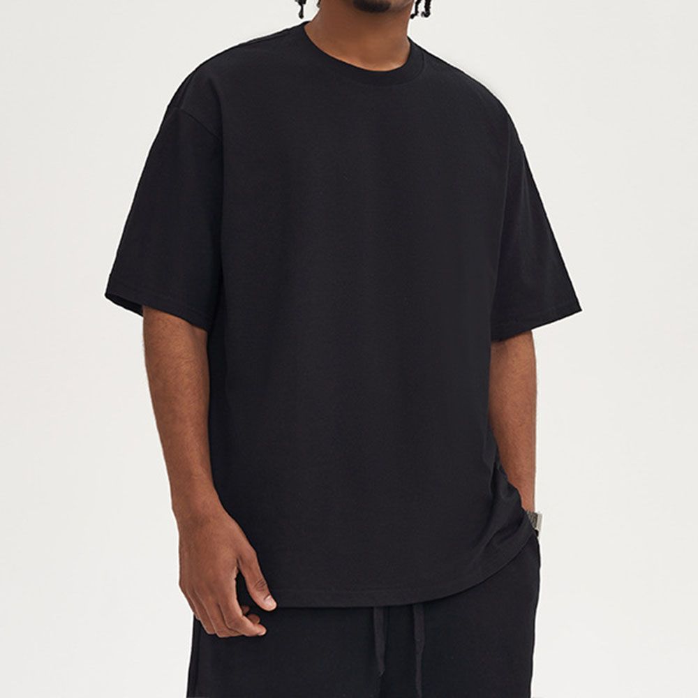 220Gsm Combed Cotton T-Shirt - Men Oversized Basic Top For Casual Streetwear