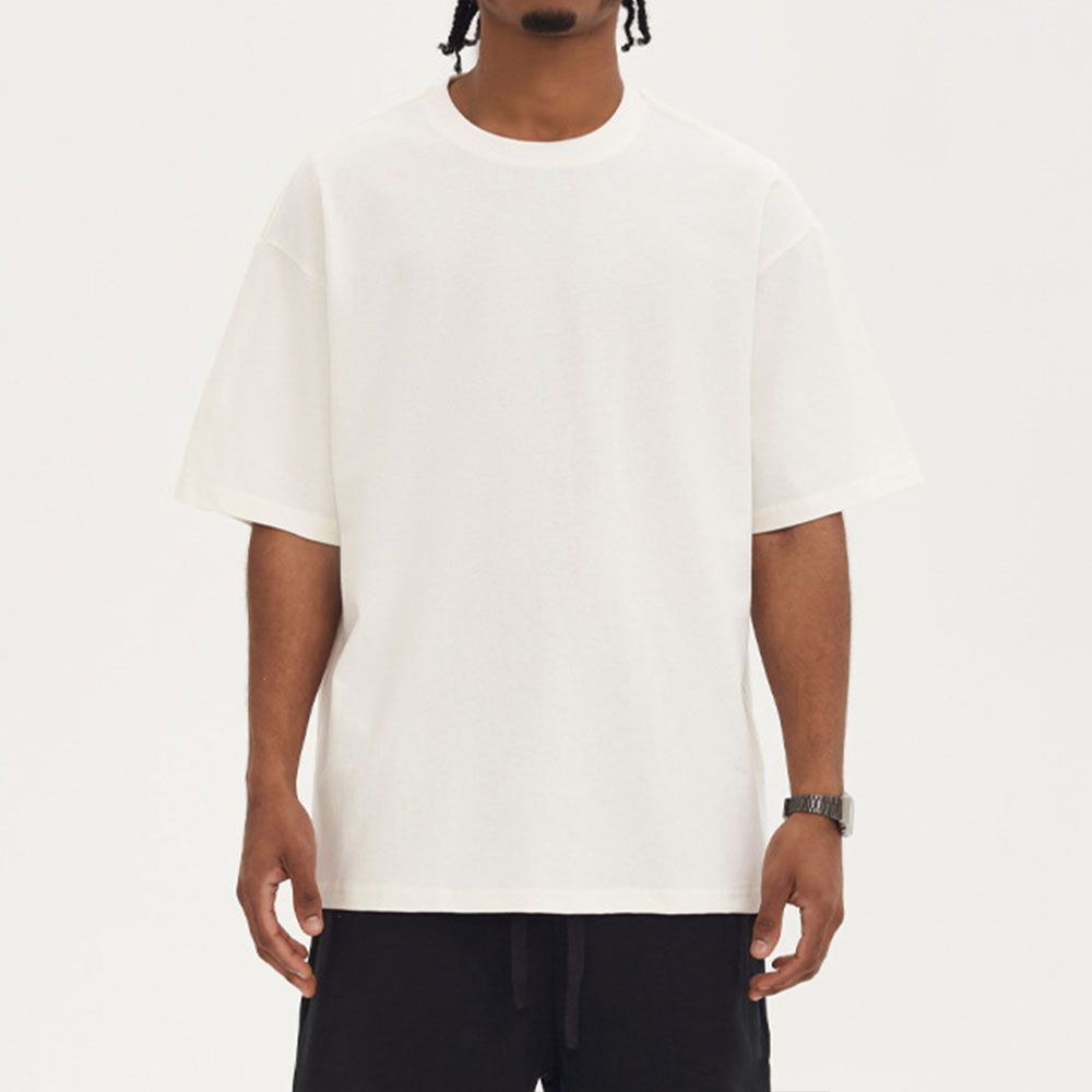 220Gsm Combed Cotton T-Shirt - Men Oversized Basic Top For Casual Streetwear