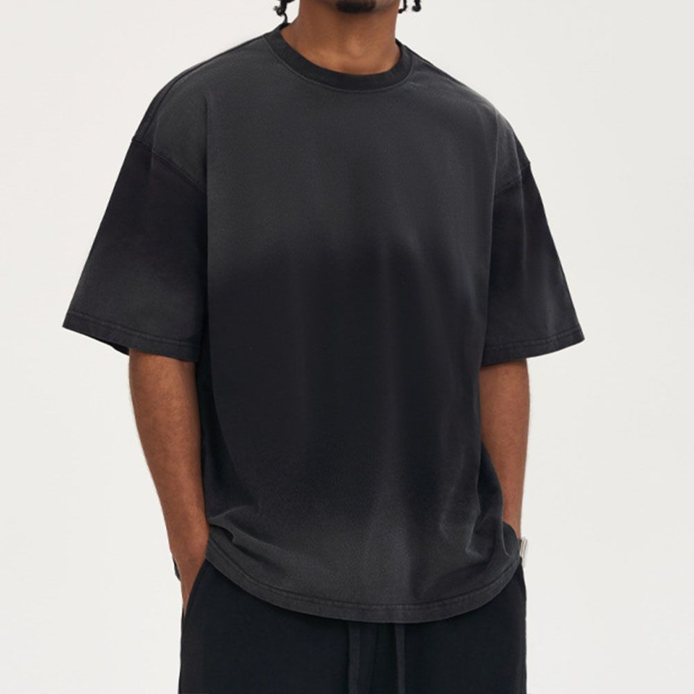 260GSM Washed Tie-Dye Tee - Oversized Snow Wash Vintage Men T-Shirt
