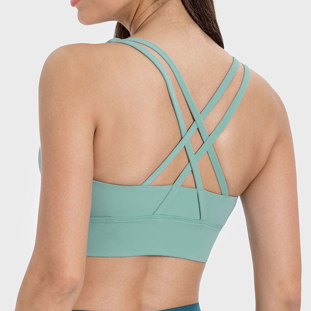 Strappy Back Yoga Top - Sports Bra With Pads Fitness Tank & Yoga Outfit