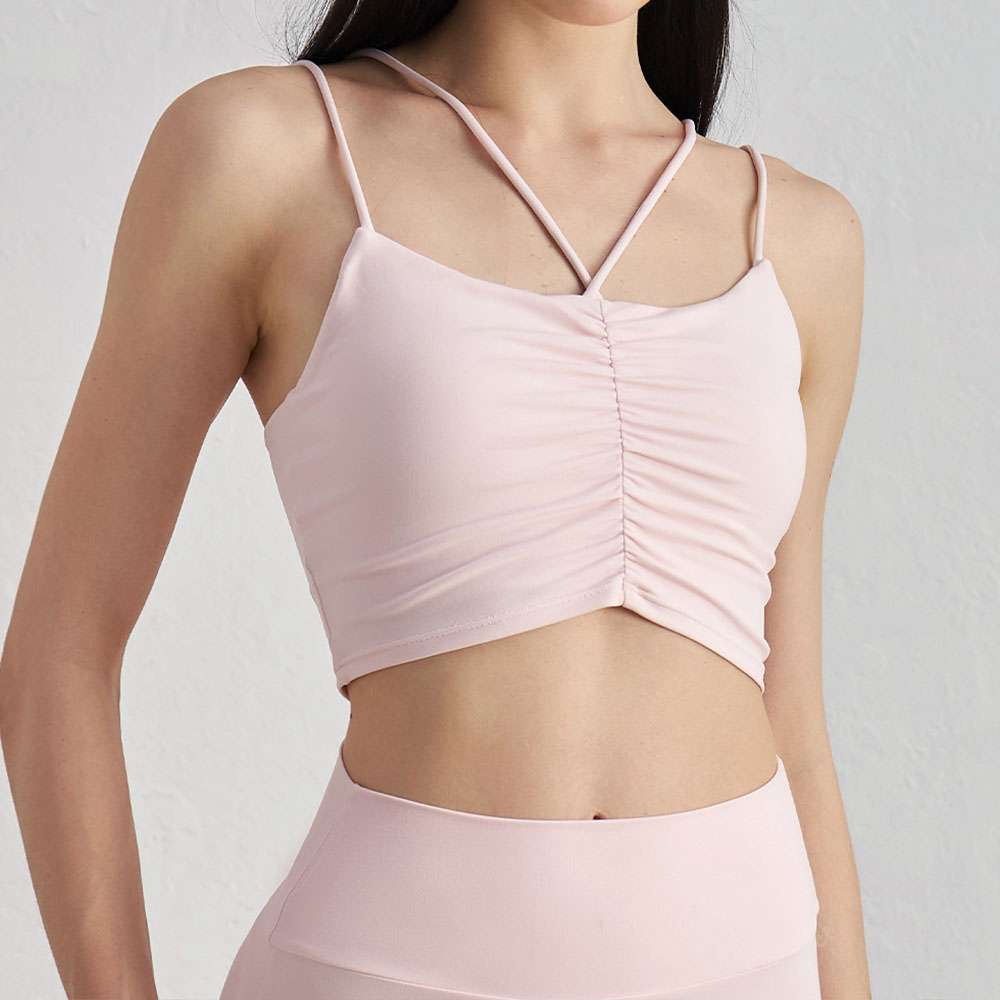 Seamless Sports Bra Strappy Fake Two-Piece Backless Yoga Tank Top