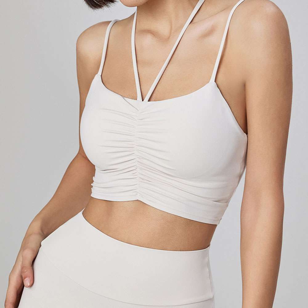 Seamless Sports Bra Strappy Fake Two-Piece Backless Yoga Tank Top