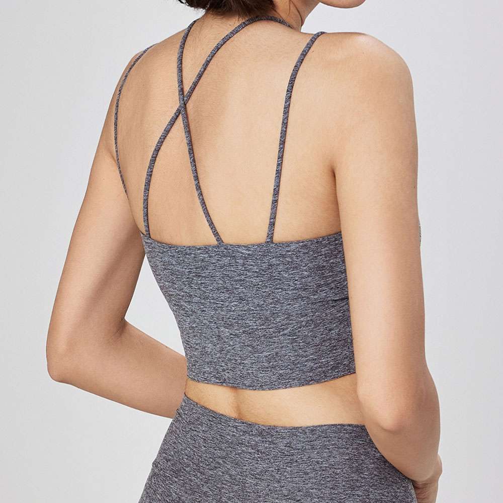Seamless Sports Bra Strappy Fake Two-Piece Backless Yoga Tank Top