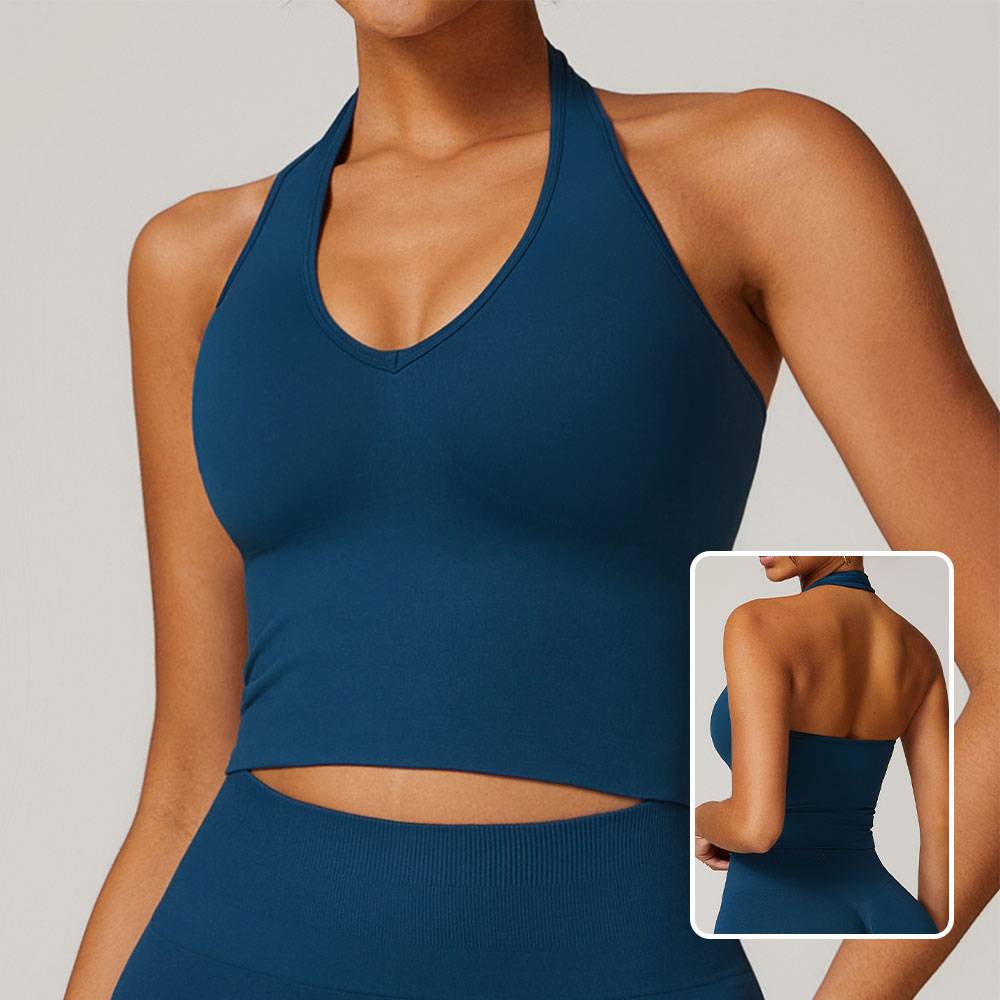 Breathable Halter Sports Bra Seamless Shockproof Yoga Workout Top
