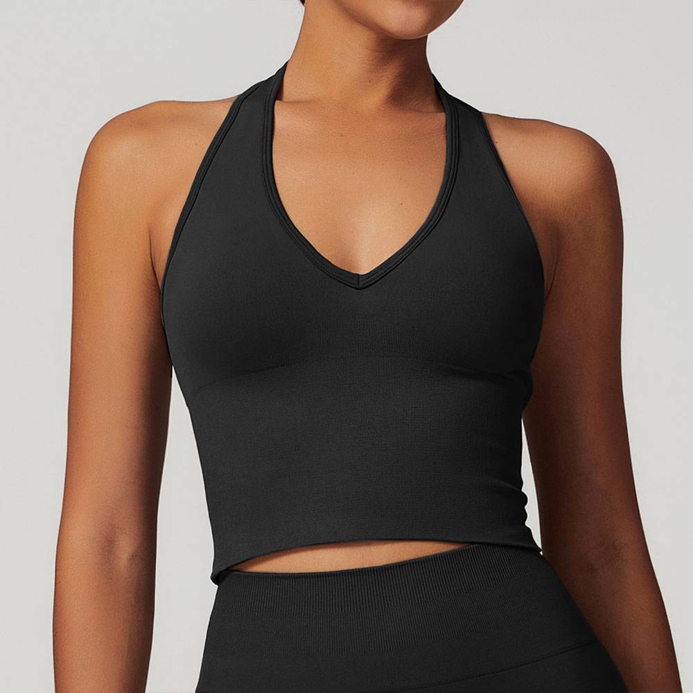 Breathable Halter Sports Bra Seamless Shockproof Yoga Workout Top