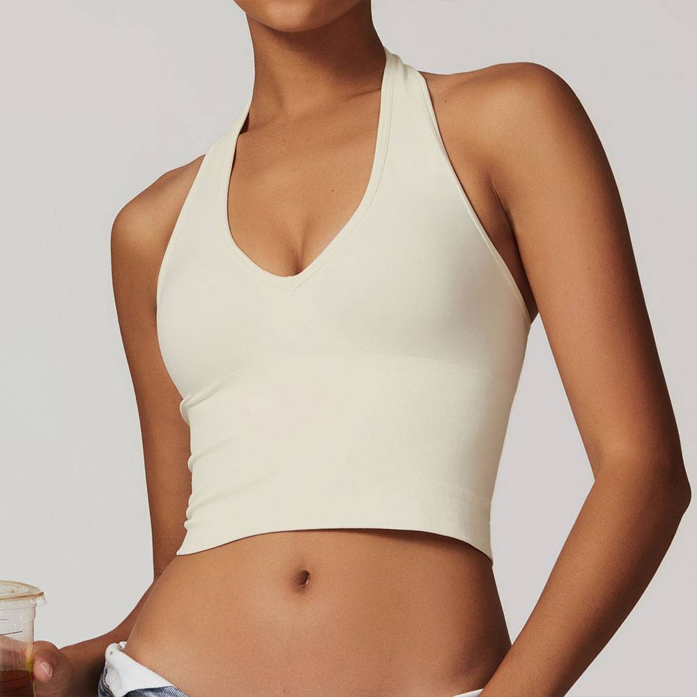 Breathable Halter Sports Bra Seamless Shockproof Yoga Workout Top
